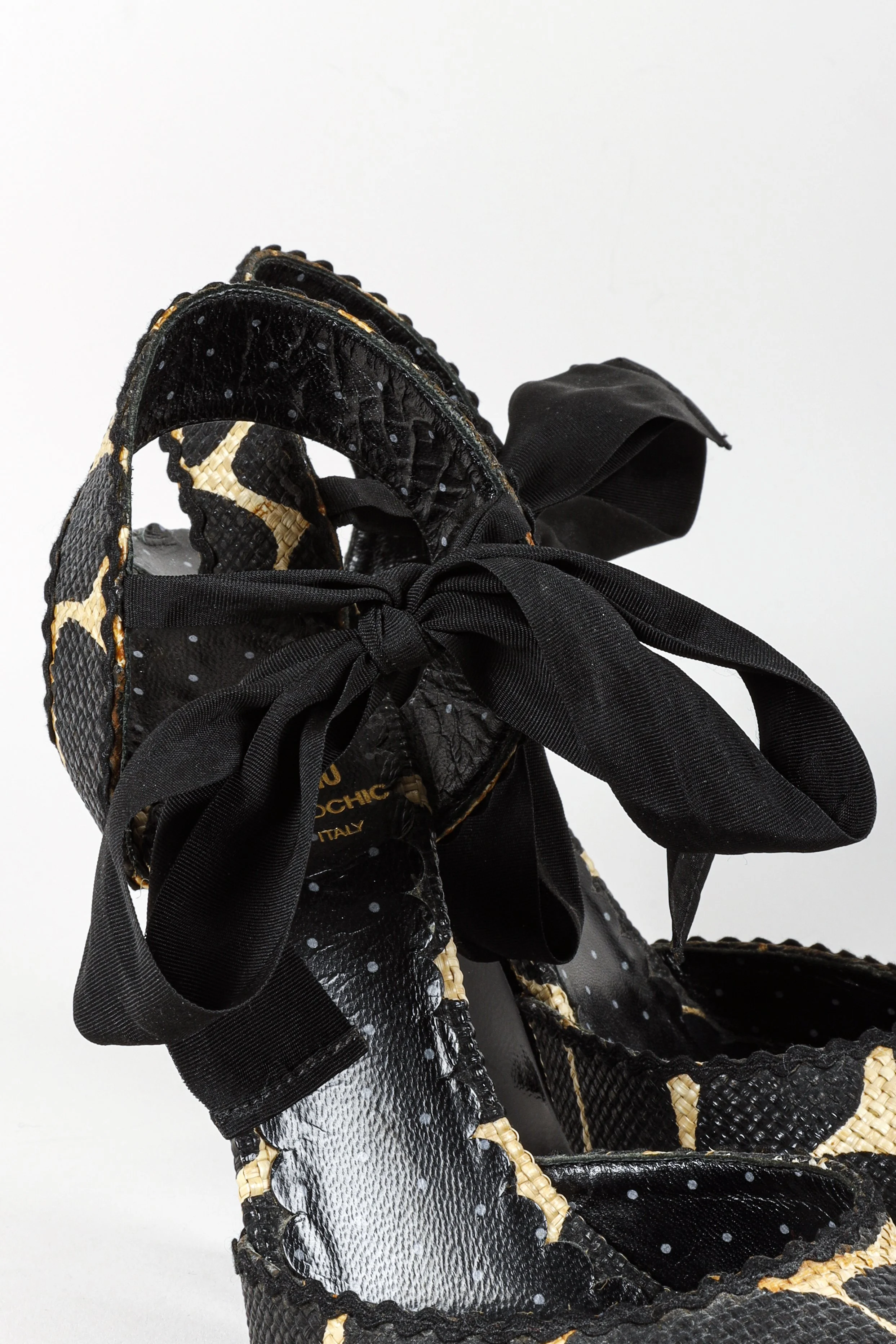 Moschino Cheap and Chic Spotted Raffia Wedges with Bow BLOGGER